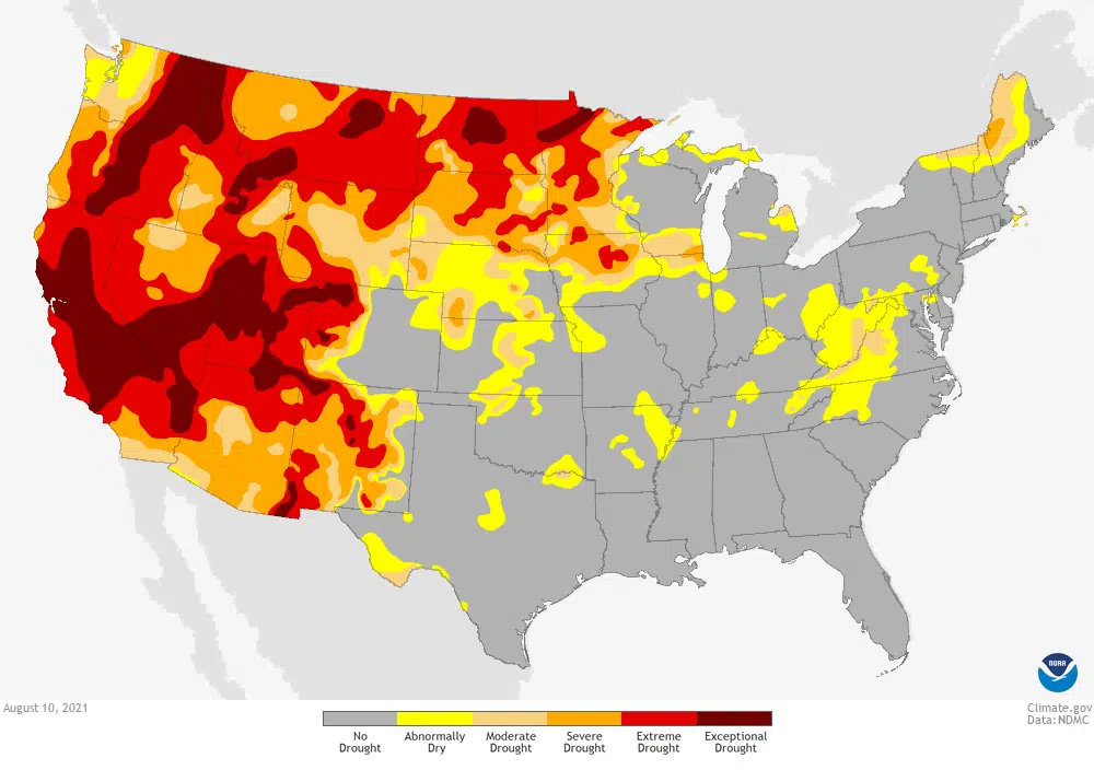 U.S. Drought Map August 10 2021