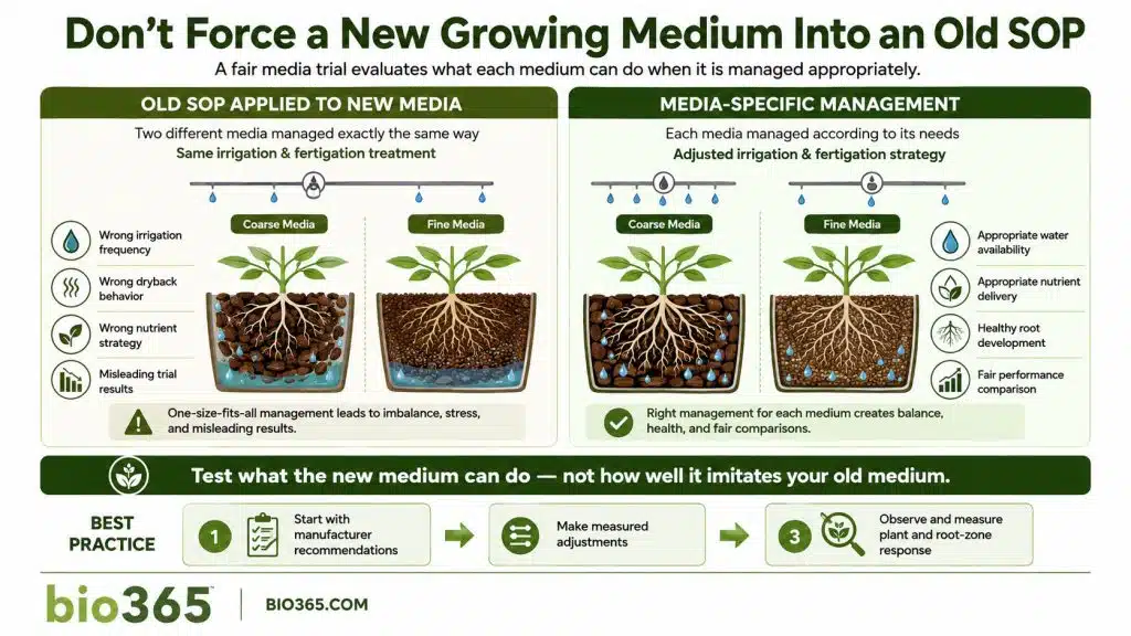Why Growing Media Trials Need Media-Specific SOPs | bio365 Comparison of Using the Same Sop Versus Media-specific Sops in a Growing Media Trial