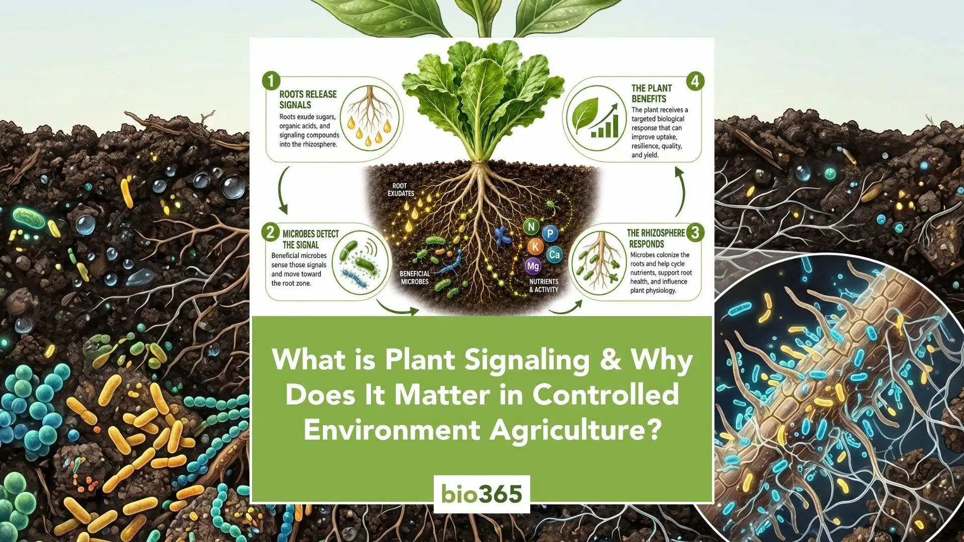 Visualization showing how plant signaling works in nature and why it is important for controlled environment agriculture